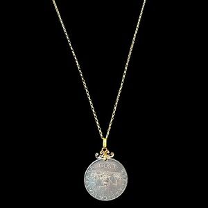 Milor 14k Gold Italian 500 Lire Coin Pendant and 14k Gold Chain Necklace